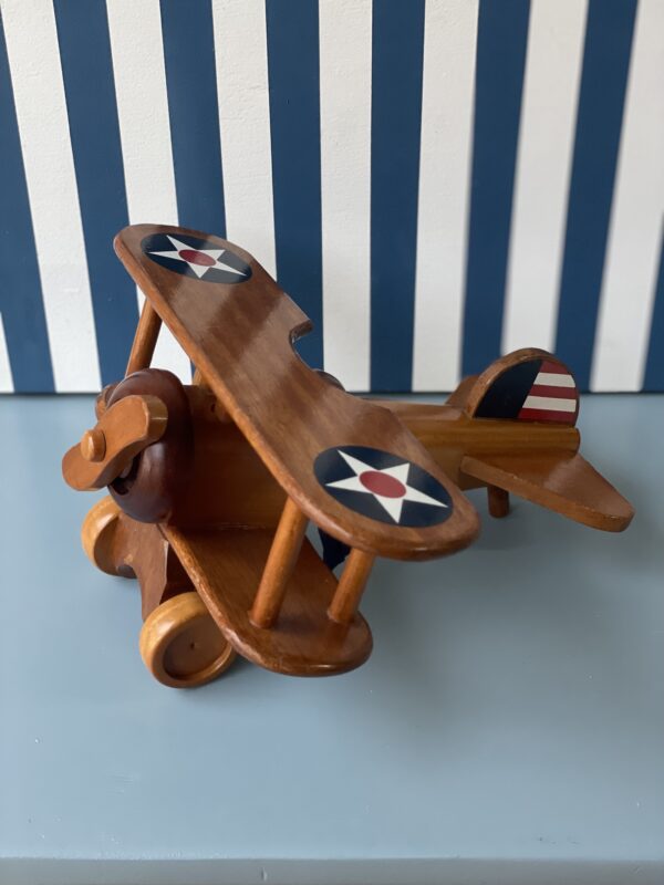 vintage wood airplane biplane toy