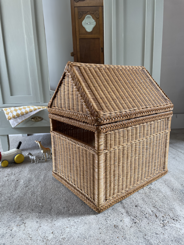 Grote Speelgoed Opbergmand in vorm van huis - rotan